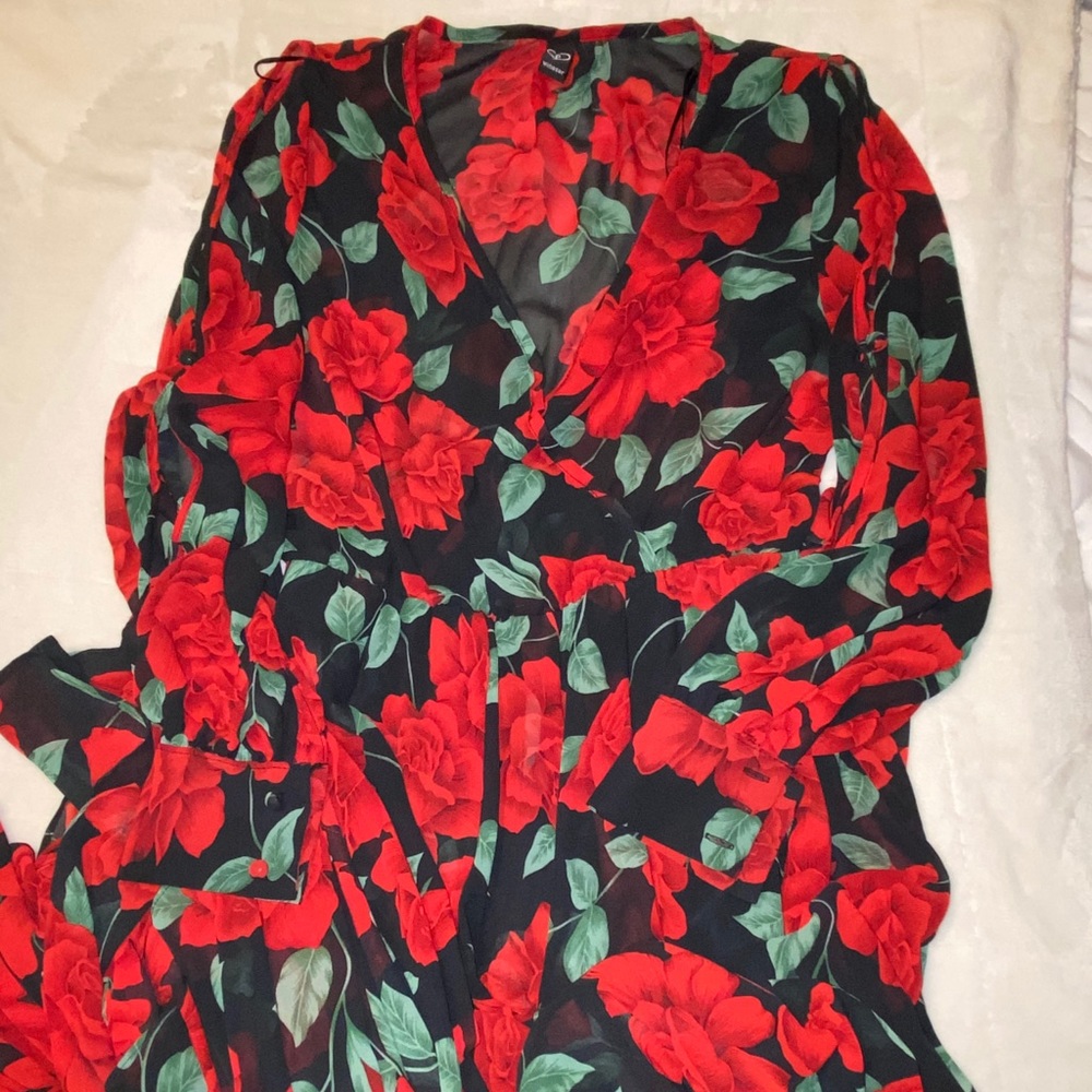 Long Maxi Dress, Formal , red roses